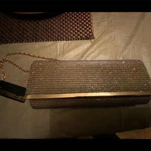 SPARKLY BRONZE CLUTCH/ CROSSBODY BAG